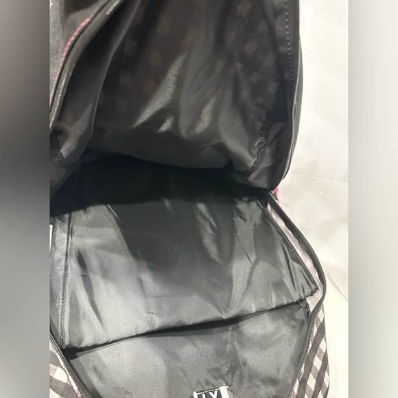 Roxy Black White Pink Roxy Logo Checkered Design 2 Pocket Medium Sized Backpack - Picture 7 of 12
